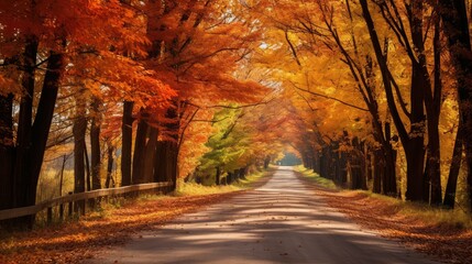 Fototapeta premium colors autumn leaves road