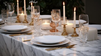 sophisticated empty marble table