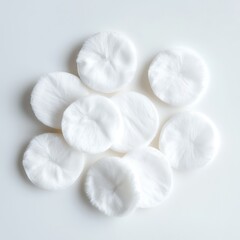 Soft White Fluffy Circles on White Background.