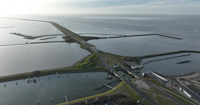 The Lorentz locks are a lock complex in the Afsluitdijk at Kornwerderzand . The structures are important for the water level on the IJsselmeer and shipping to and from the Wadden Sea