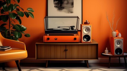 turntable orange retro
