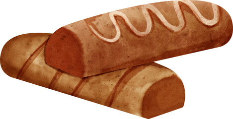 watercolor chocolate bread