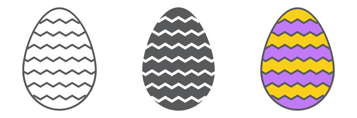 Easter egg line icon collection, food and easter, decoration egg icon set, vector graphics, a linear pattern on a white background.