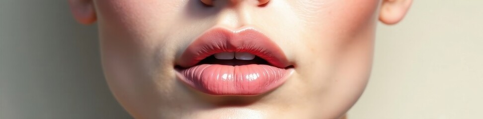 Obraz premium Abstract face, rich cream texture, defined lips , minimalist, color
