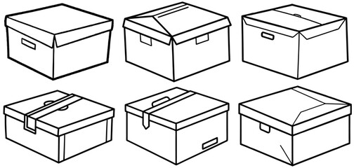 Box Outline Coloring Page Printable Line Art Drawing