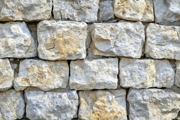 Obraz premium Rough white stone wall texture and shadows. AI image