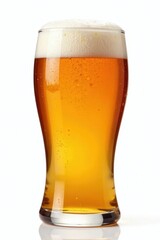 Amber ale lager, foamy head in pint glass, isolated , liquid, product shot