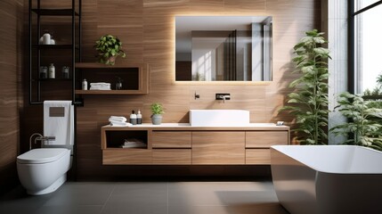 Fototapeta premium vanity wood accent