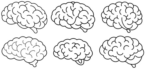 Brain Outline Coloring Page Printable Line Art Drawing