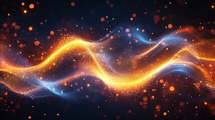 Fototapeta premium Abstract Orange and Blue Particle Wave