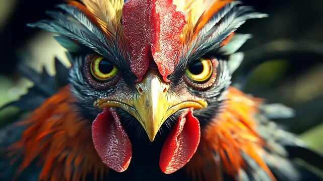 close up of a red rooster