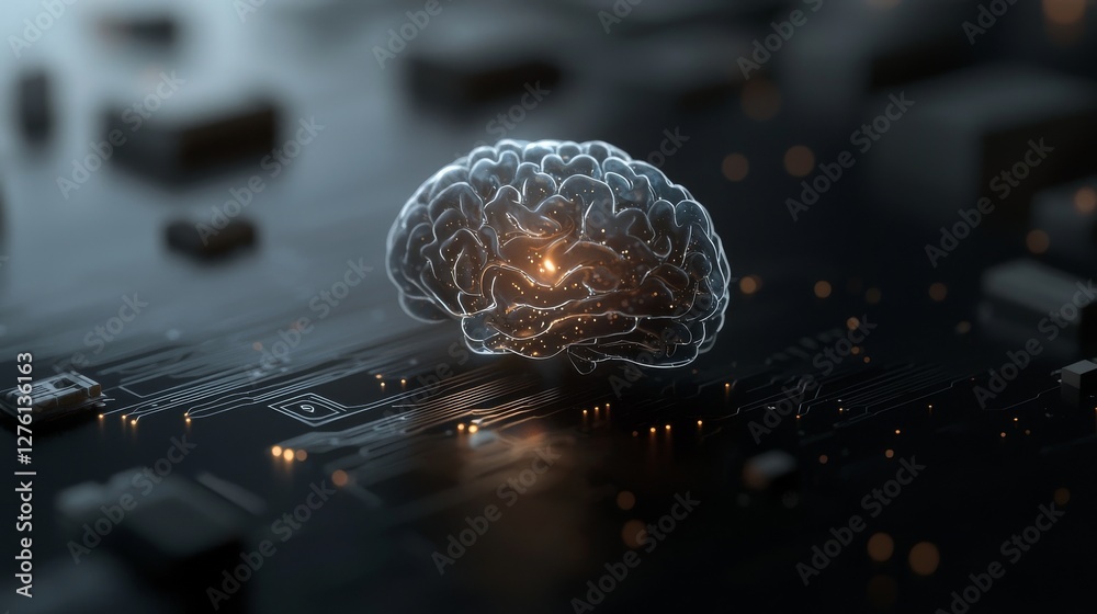 Poster the concept of stock hardware is visually represented through a 3d rendering, showcasing a microchip