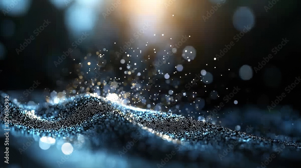 Aufkleber Concept of digital cyberspace with particles and digital data network connections