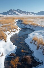 Mountain landscape after snow