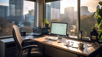 Fototapeta premium monitors office workstation