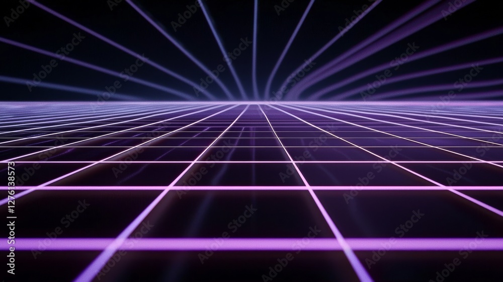 Wall mural a retro style background from the '80s with a triangle grid of lights