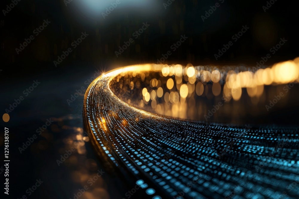 Poster Blue-colored digital binary data visible on a computer screen's background