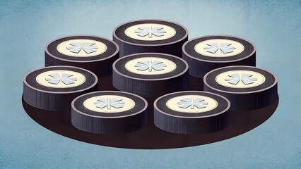 Eight Circular Cakes on a Tray