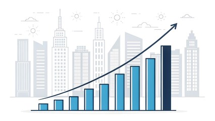 Fototapeta premium Upward Trend Graph Over City Skyline