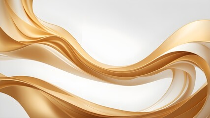 Abstract gold ribbon over white background in 4K. Luxury background for your desktop.