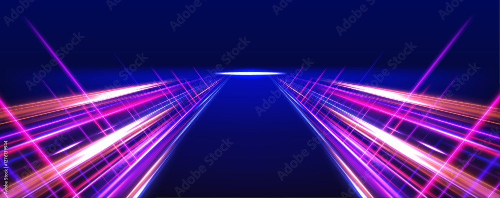 Leinwandbilder Magic moving fast speed police lines. Laser beams luminous abstract sparkling isolated on a transparent background. Abstract neon color glowing lines background.	