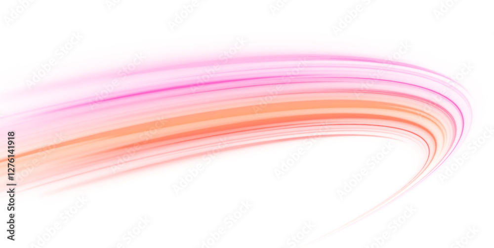 Poster Abstract neon rays of light on a transparent background in PNG format Neon ellipse in the form of speed. Illustration of light ray, stripe line with blue light, speed motion background.