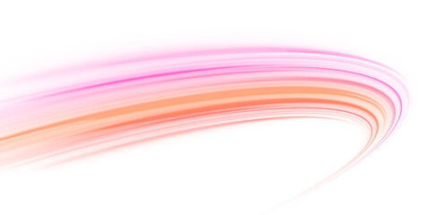 Abstract neon rays of light on a transparent background in PNG format Neon ellipse in the form of speed. Illustration of light ray, stripe line with blue light, speed motion background.