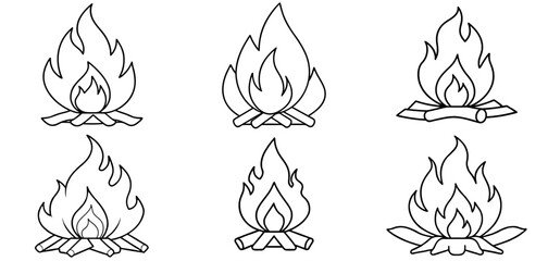Campfire Outline Coloring Page Printable Line Art Drawing