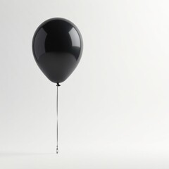 Obraz premium Lone black balloon ascends against pure white , element, background, floating