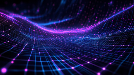 Abstract Blue-Purple Grid Art with Futuristic Vibes