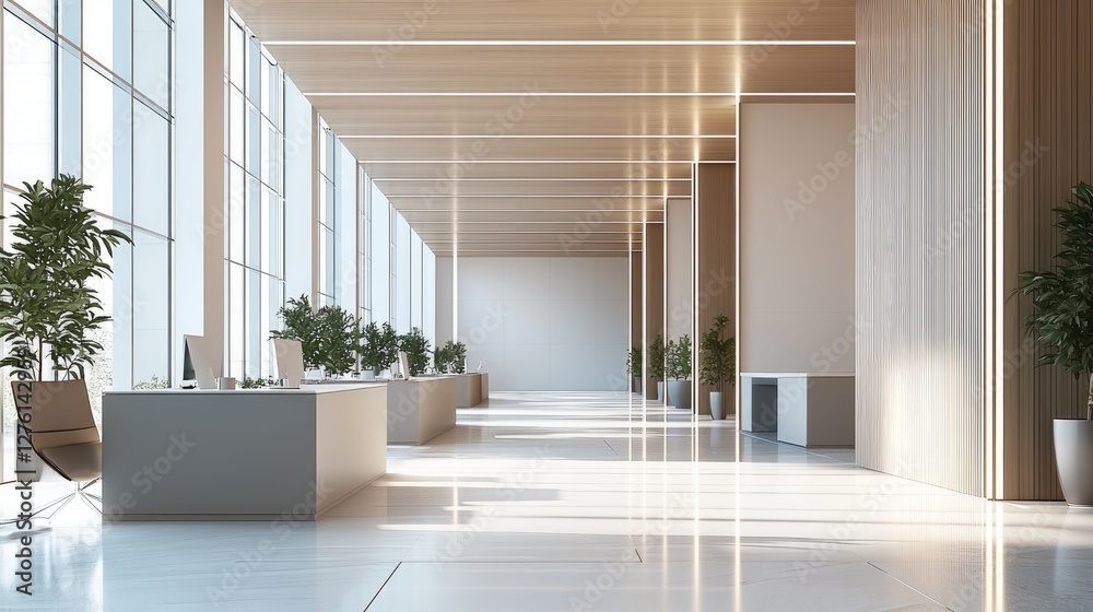 Aufkleber a sleek and modern office space in a university. the room is spacious with minimalist furniture, cle