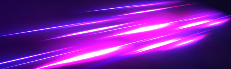 Obraz premium Abstract laser beams of light. Chaotic neon rays of light. Vector dark blue abstract background with ultraviolet neon glow, blurry light lines, waves. 