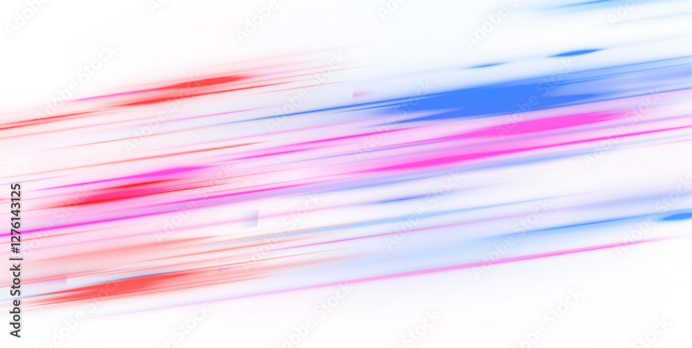 Aufkleber Glowing neon horizontal lines, laser beams and particle motion create an acceleration effect with vibrant red and blue speed beams and abstract lens flares, creating a captivating visual composition. 