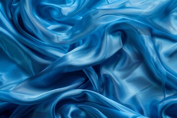 Obraz premium Photo of Blue silk fabric drapery material. Background texture for backdrops or mapping