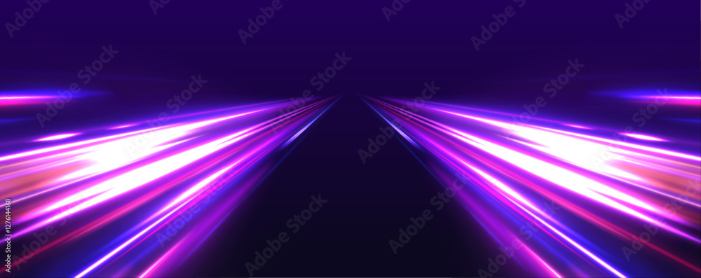 Aufkleber colorful light trails with motion effect, long exposure or slow shutter picture. abstract neon light