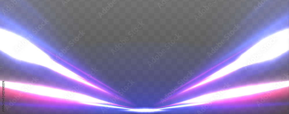 Aufkleber Speed lights motion background, cityscape and rail track in tokyo from speed train. Magic sparkling trails of comet. Luminous lines on transparent background.	