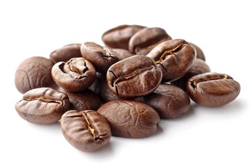 Naklejka premium Coffee beans on white background. AI image