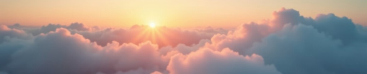 Fototapeta premium Gentle morning light filters through wispy clouds, serene atmosphere, misty dawn