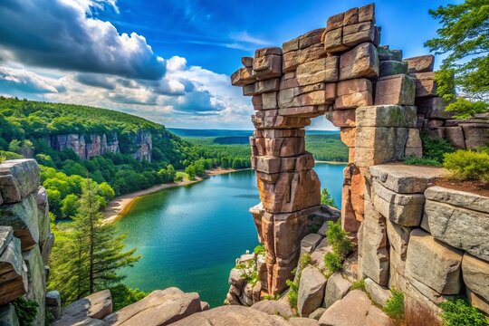 Devil's Lake State Park Wisconsin Dramatic Rock Formation Landscape Photography