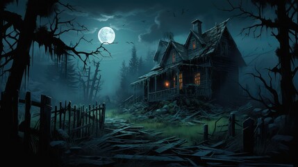 Fototapeta premium abandoned old house illustration