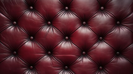 Fototapeta premium Red leather upholstery with a textured pattern on a vintage sofa chair in a stylish interior