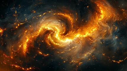 Fiery Cosmic Swirl A Celestial Nebula In Space