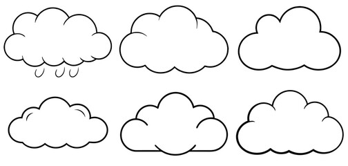 Cloud Outline Coloring Page Printable Line Art Drawing