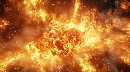 Naklejka premium Fiery explosion immense inferno blazing chaos burning bright