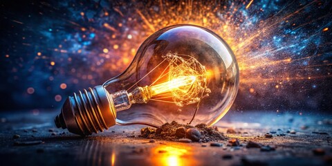 Double Exposure Light Bulb: Abstract Illumination on Dark Background