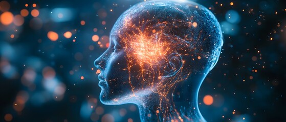 Fototapeta premium Advancement of smart systems neural implant enhancing human cognitive abilities in a futuristic environment