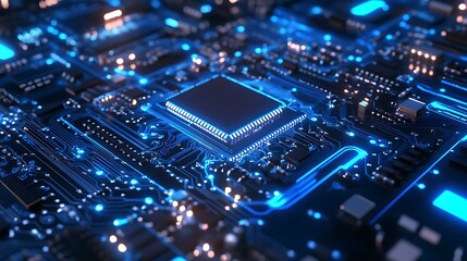 Obraz premium Close up of a glowing computer processor.