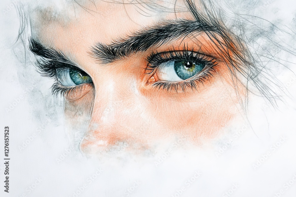Poster captivating portrait of expressive eyes with unique colors and intricate details