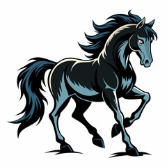 Powerful Black Stallion Vector Graphic - Dynamic Pose.