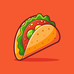 Cartoon Taco Illustration: Vibrant Colors, Fun Design.